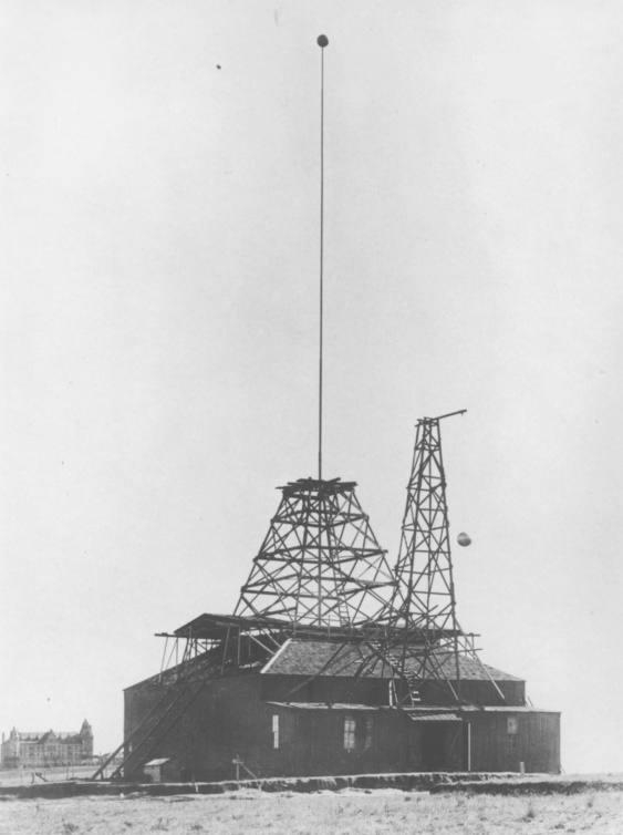 The Experimental Station with its towers and mast crowned by a copper sphere
